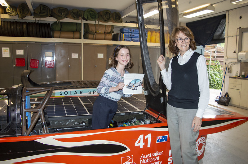 Student Evelyn Fox and Dr Cathy Foley at ANU Solar Racing Workshop