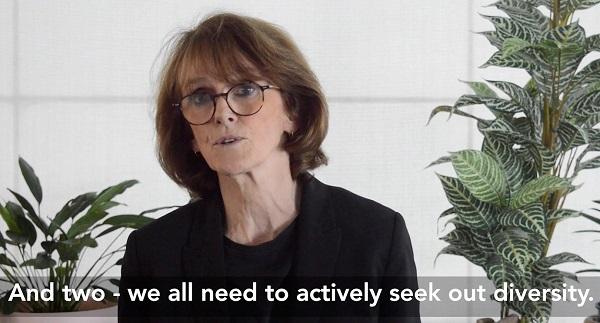Cathy Foley recording a message for a Diversity in Quantum Computing Conference
