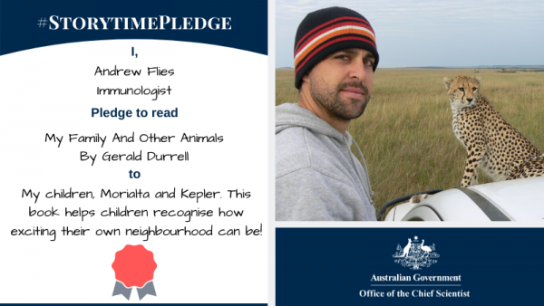 Andrew Flies storytime pledge