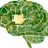 Graphic representation of a brain with artificial intelligence