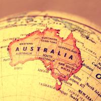 Australia on world globe